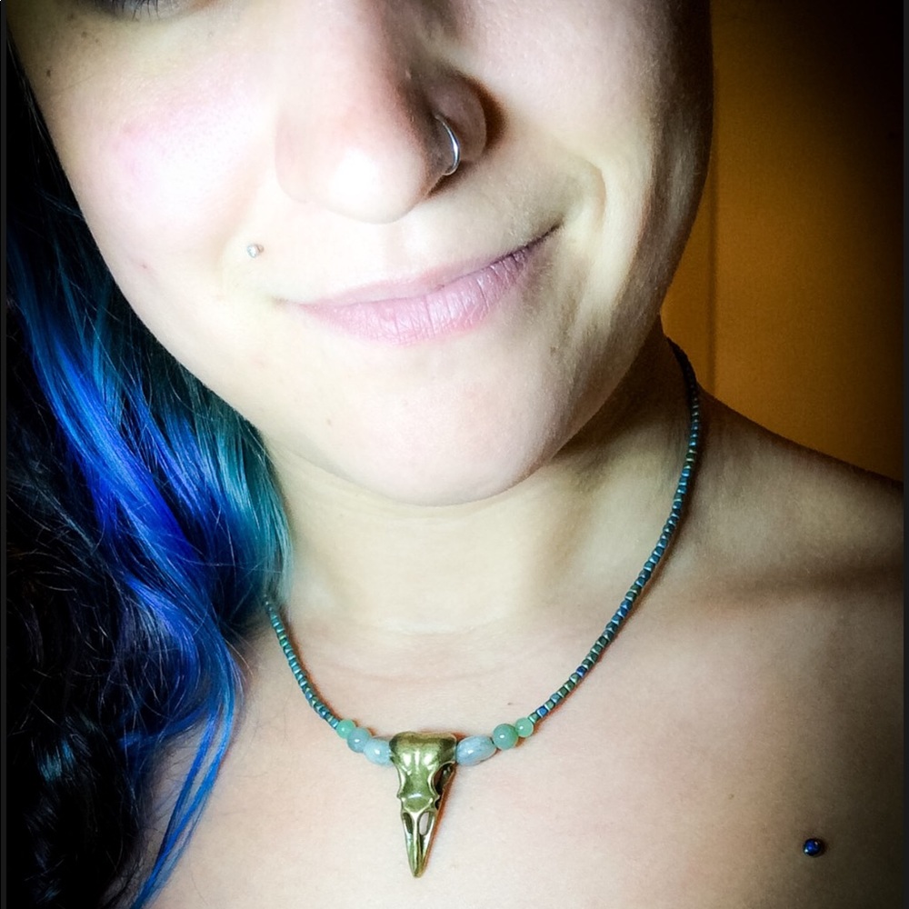 Raven skull necklace